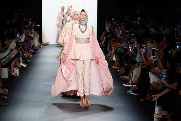 NEW YORK, NY - SEPTEMBER 12: Model walk the runway at the Anniesa Hasibuan during New York Fashion Week: The Shows at The Dock, Skylight at Moynihan Station on September 12, 2016 in New York City. (Photo by Frazer Harrison/Getty Images for New York Fashion Week: The Shows)